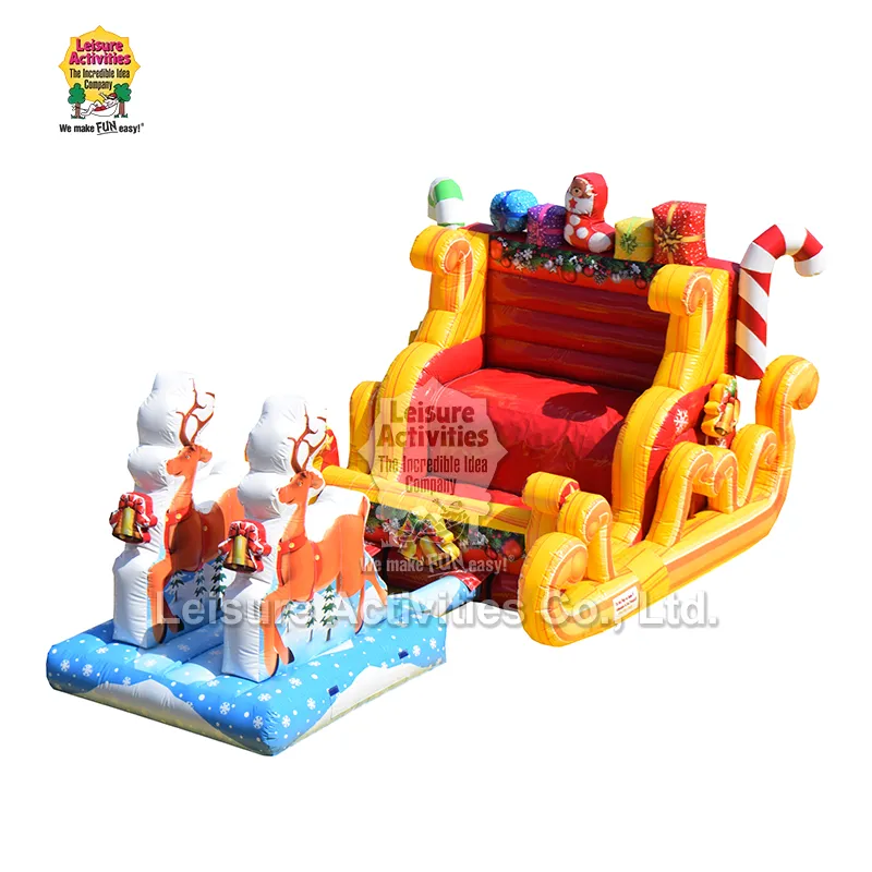 Selfie inflable en trineo de Papá Noel con renos Selfie inflable en trineo de Papá Noel con renos
