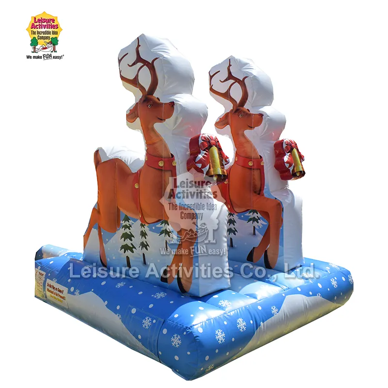 Selfie inflable en trineo de Papá Noel con renos